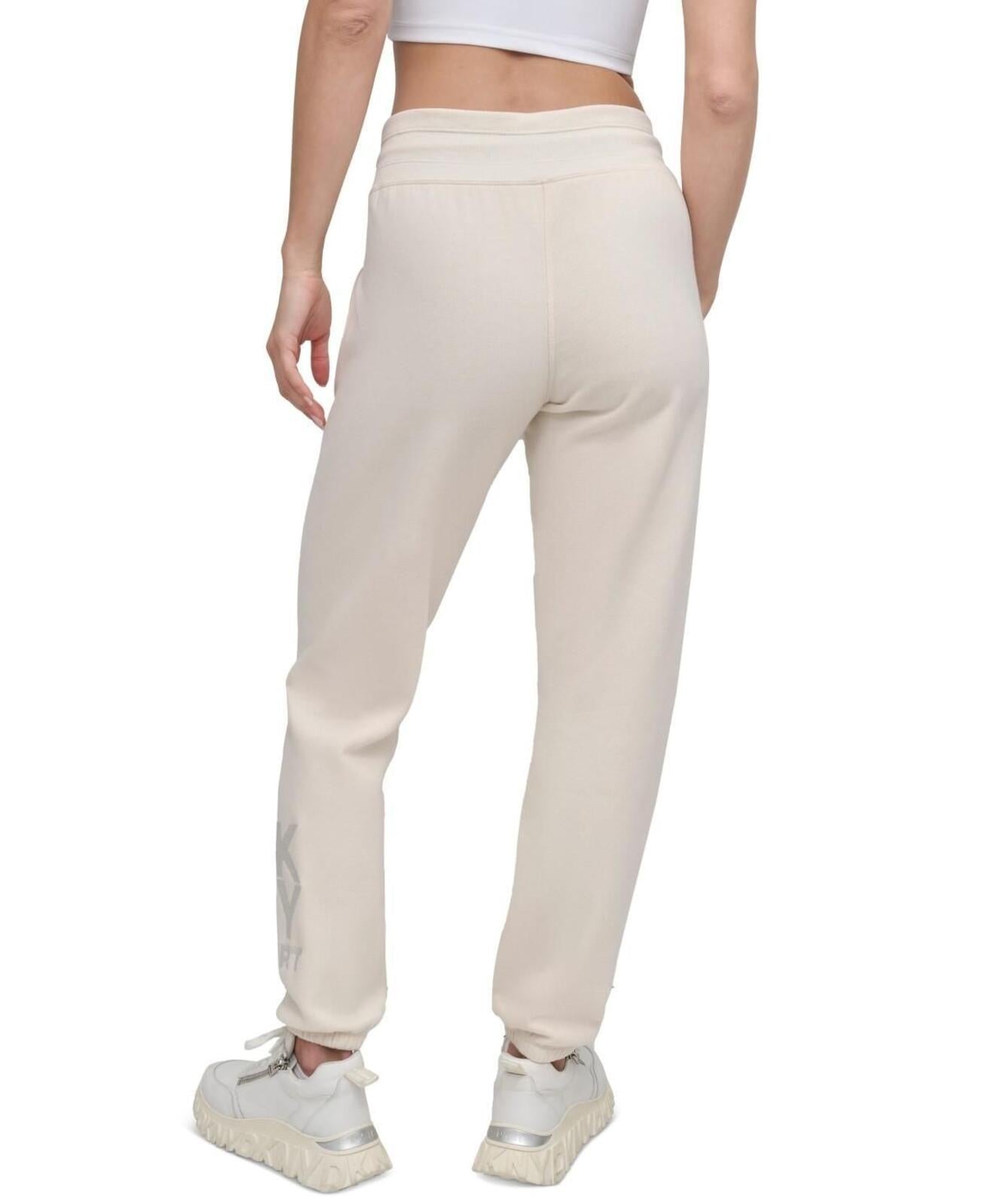 Dkny Sport Women's Embroidered-Logo Joggers - Eggnog/ Ivory