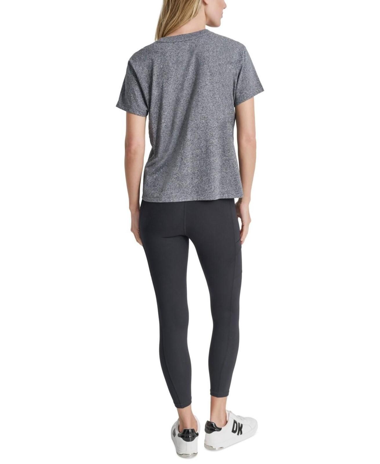 Dkny Sport Women's Rhinestone Stripe Knot T-Shirt - Black Heather