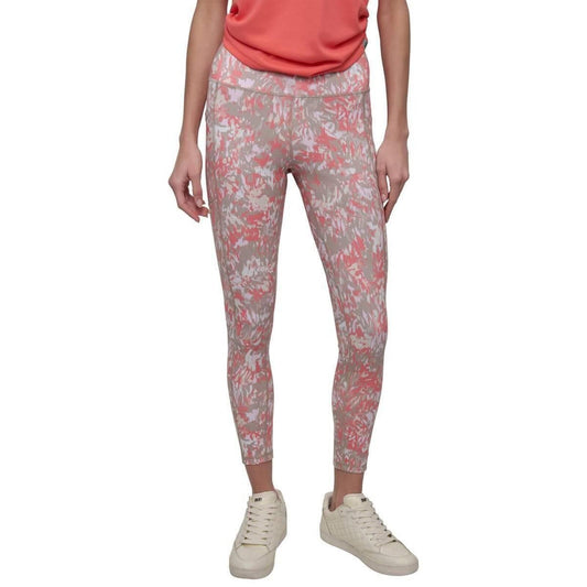 DKNY Sport Printed Leggings, Coral/Grey - S