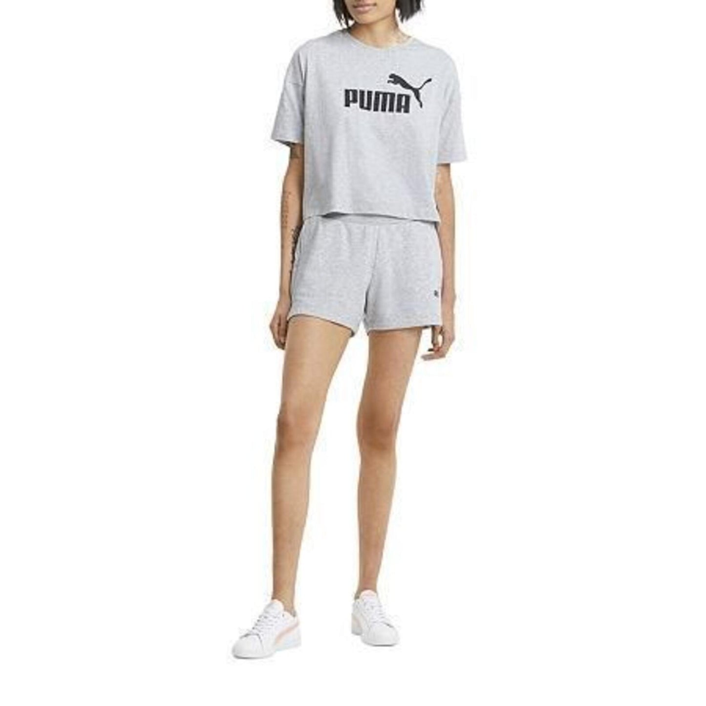 PUMA Womens Essentials 4 Sweat Shorts X-Small Light Gray Heather