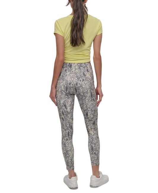 Dkny Sport Women's Printed High-Waist 7/8 Tights - Mystic Python Vintage Khaki