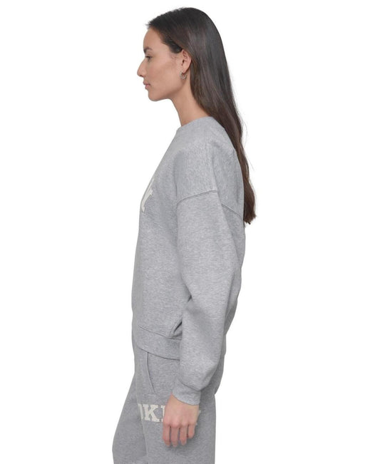 Dkny Sport Women's Rhinestone Logo Crewneck Top - Pearl Grey Heather