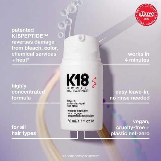 K18 Leave-In Molecular Repair Hair Mask Biomimetic Hair science - 0.5oz SMALL