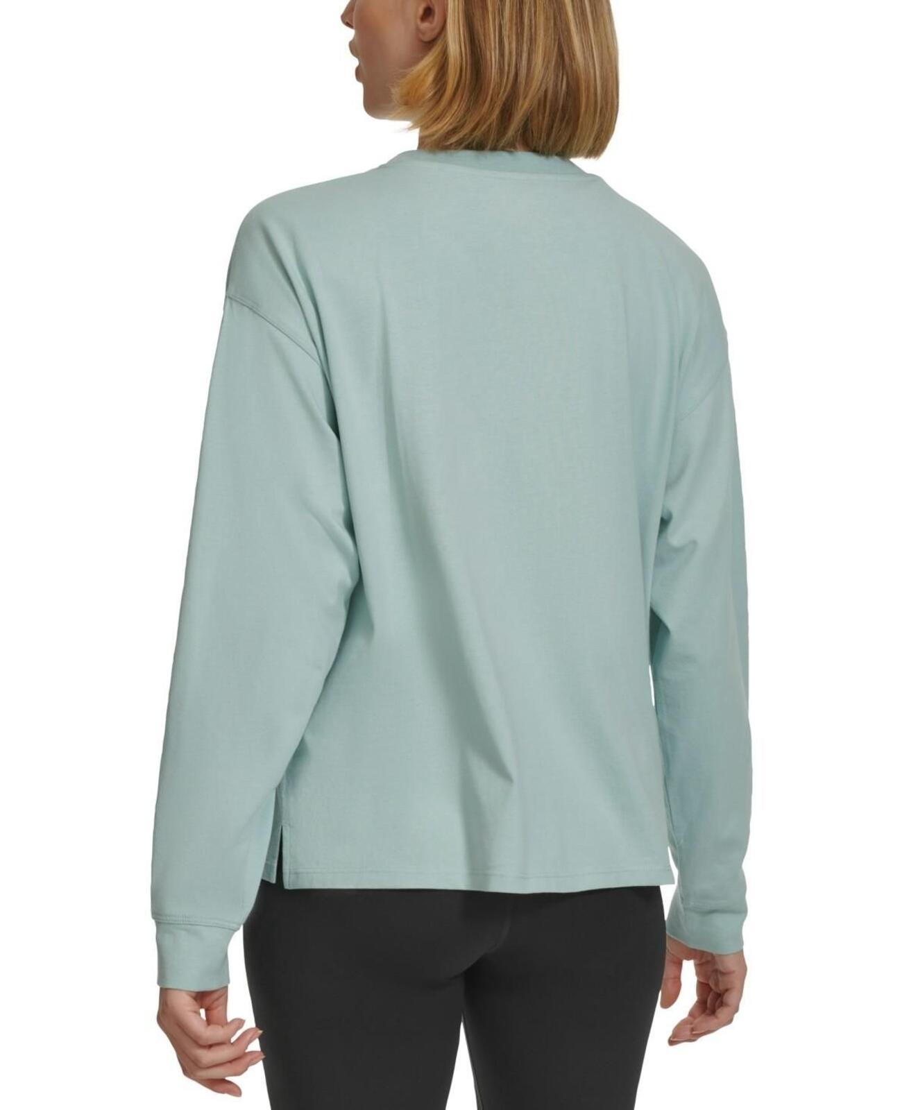 Calvn Klein Women S Long-Sleeve Crewneck T-Shirt Sea Level L