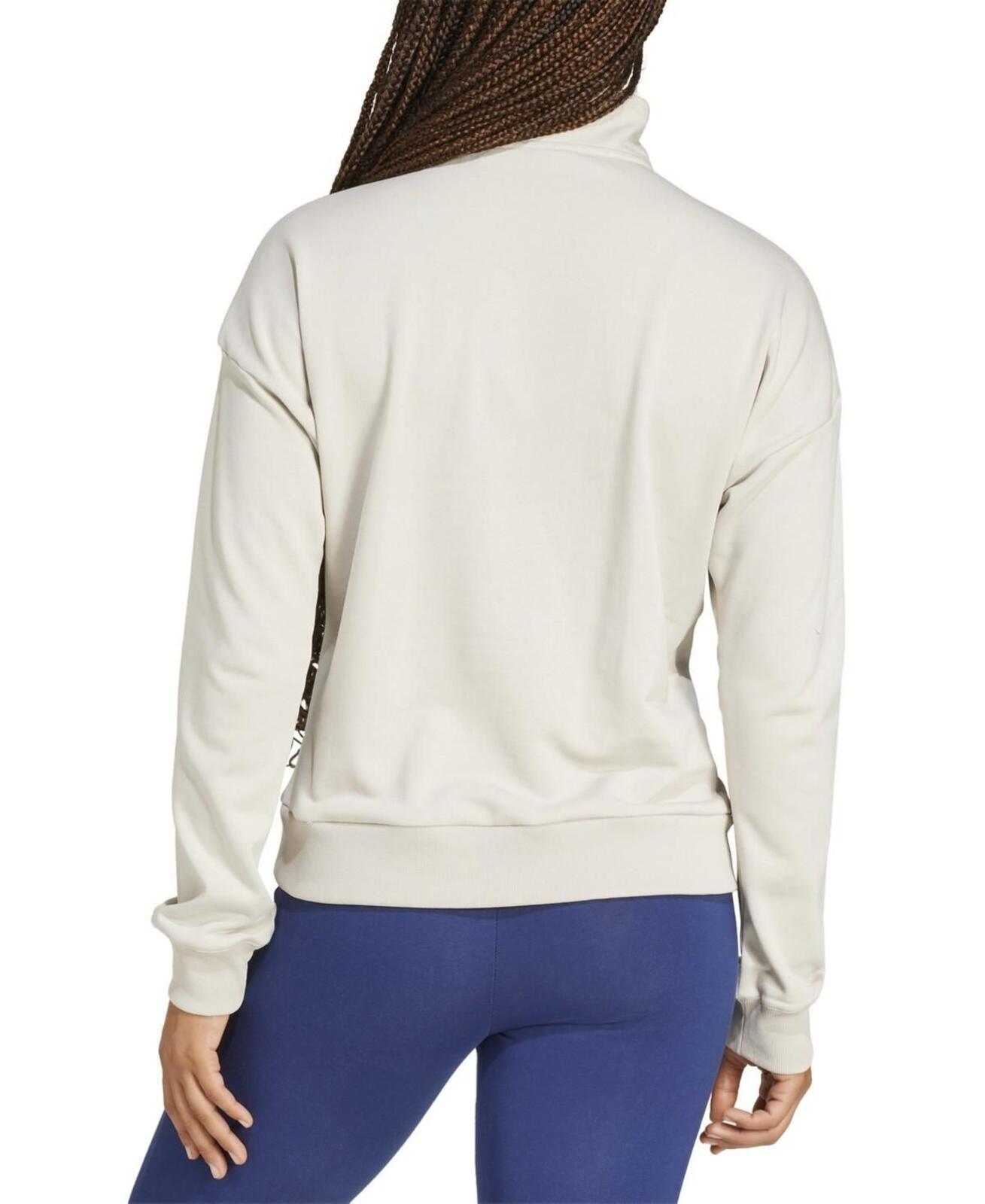 Adidas French Terry Quarter Zip Pullover, Large, Beige