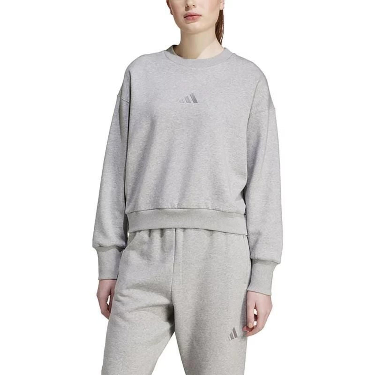 Adidas Women's ALL SZN Fleece Loose Sweatshirt, Grey Heather, Medium