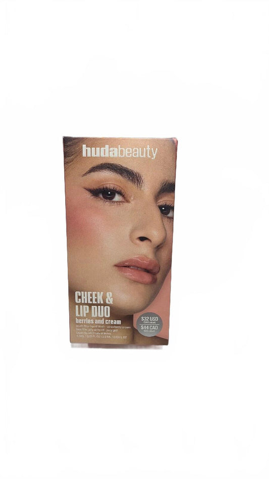 Huda Beauty Cheek & Lip Duo - Berries and Cream Liquid Blush and Lip Gloss Set