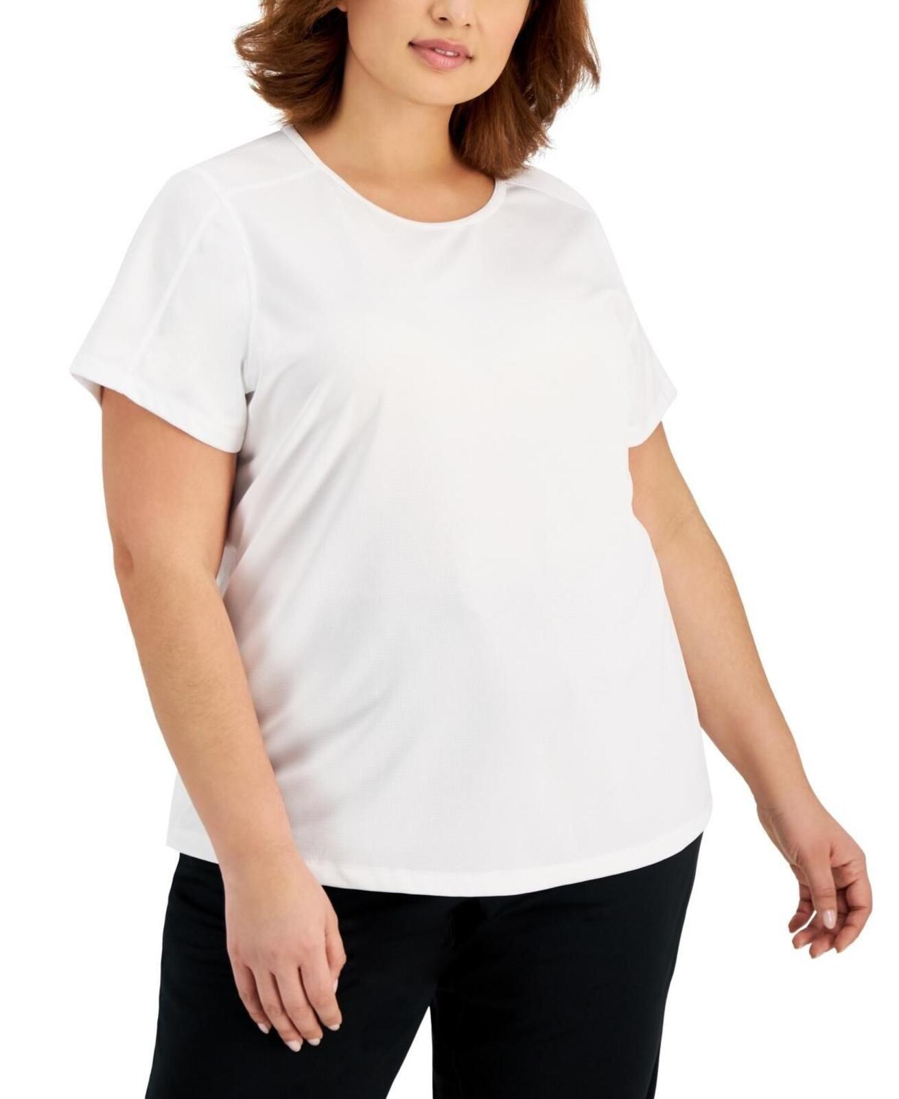 ID Ideology Plus Size Birdseye Mesh T-Shirt - Bright White