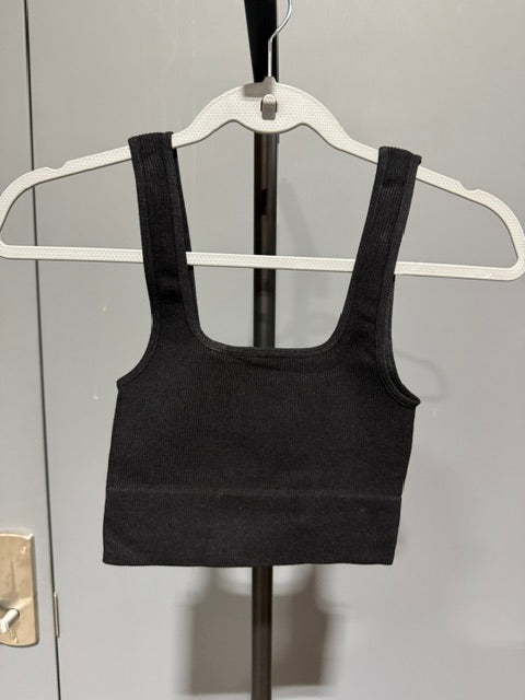 Zenana Ribbed Square Neck Brami - Black #54019A