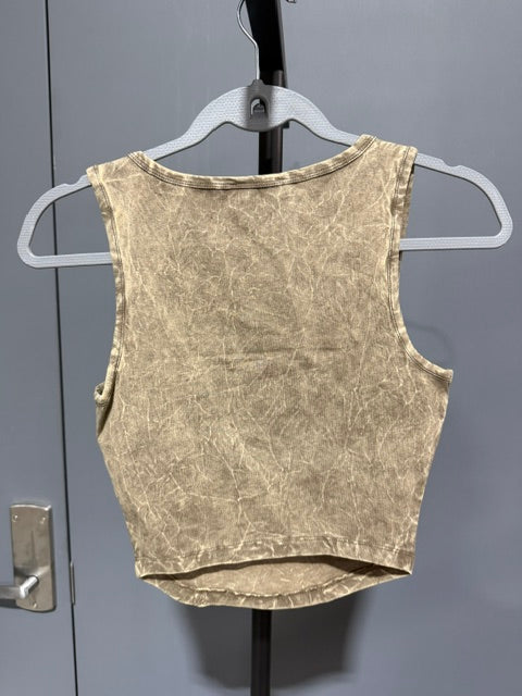 Zenana Square Neck Cropped Tank Top, Mocha CTW-3356Y