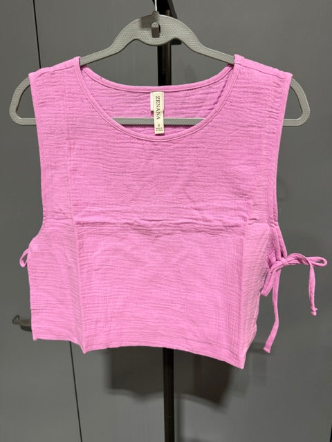 Zenana Sleeveless Side Tie Top, Mauve QT-7268Y