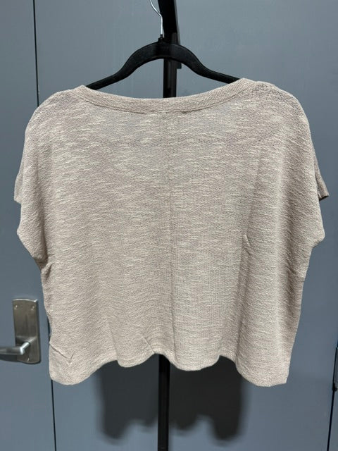 Zenana V-Neck Flowy Boxy Crop Top HT-2361A Light Mocha