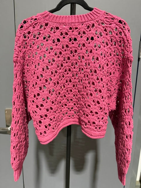 Zenana Oversized Cropped Crochet Knit Sweater - TW-2546 A5