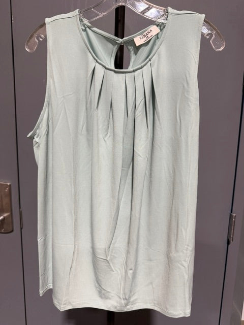 Zenana Plus Hi-Low Sleeveless Top - Light Sage IT-2310 XN