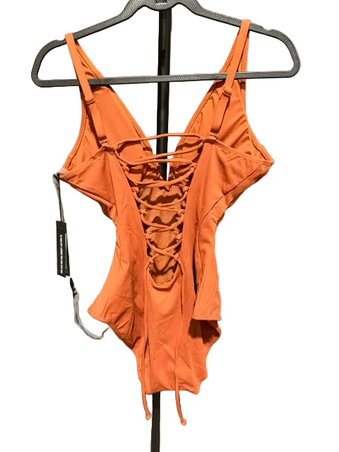 Orange Plunge Strappy One-Piece Swimsuit - Strapless - S