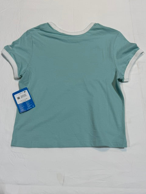 Columbia Women's Rolling Bend Graphic Ringer Top - Spray, Elevated Script S