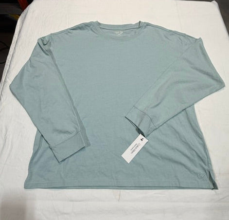 Calvn Klein Women S Long-Sleeve Crewneck T-Shirt Sea Level L