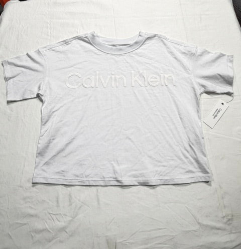 Calvin Klein Performance Women's Cotton Raised Logo Cropped T-Shirt - White
