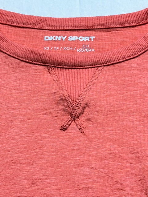 Dkny Sport Women's V-Inset Roll-Sleeve T-Shirt - Coral Crush - S