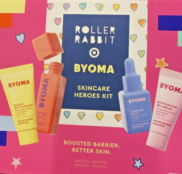 Byoma + Roller Rabbit Skincare Heroes Kits with Heart pouch at Target - Set of 5