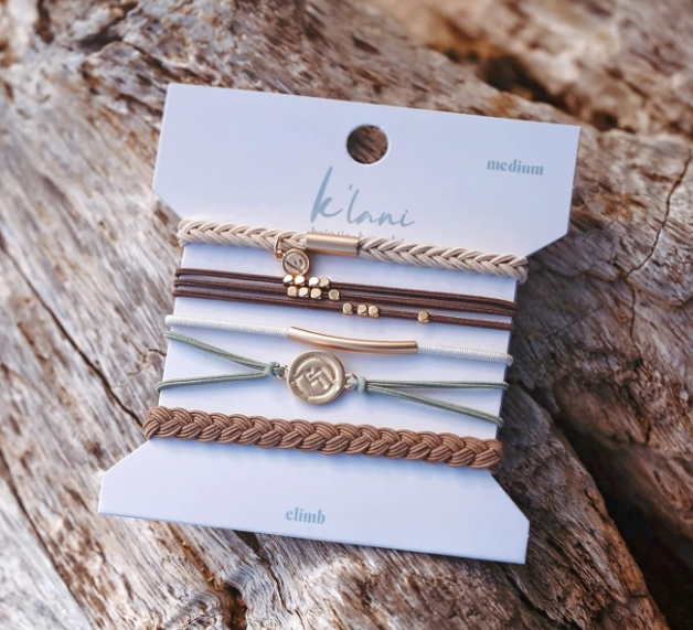 K'Lani Hair Tie Bracelets - Medium - Set of 5 "Climb"