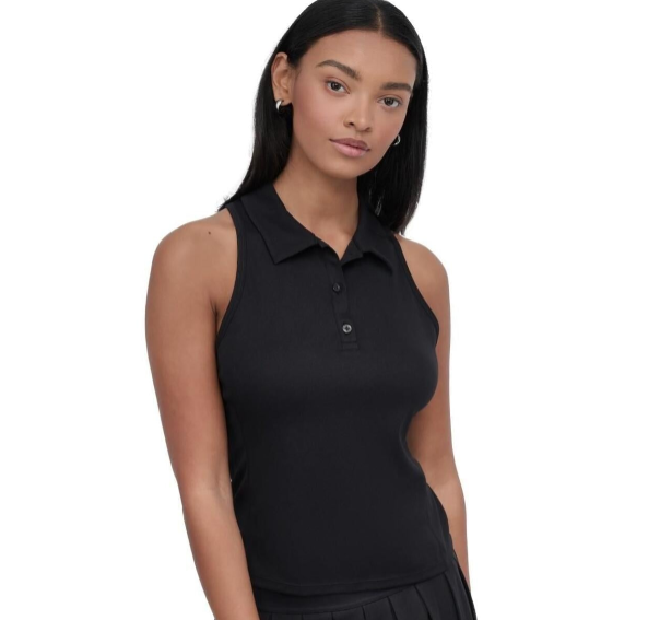 DKNY Sport Women's Court Racerback Polo Tank Top - Black - XS