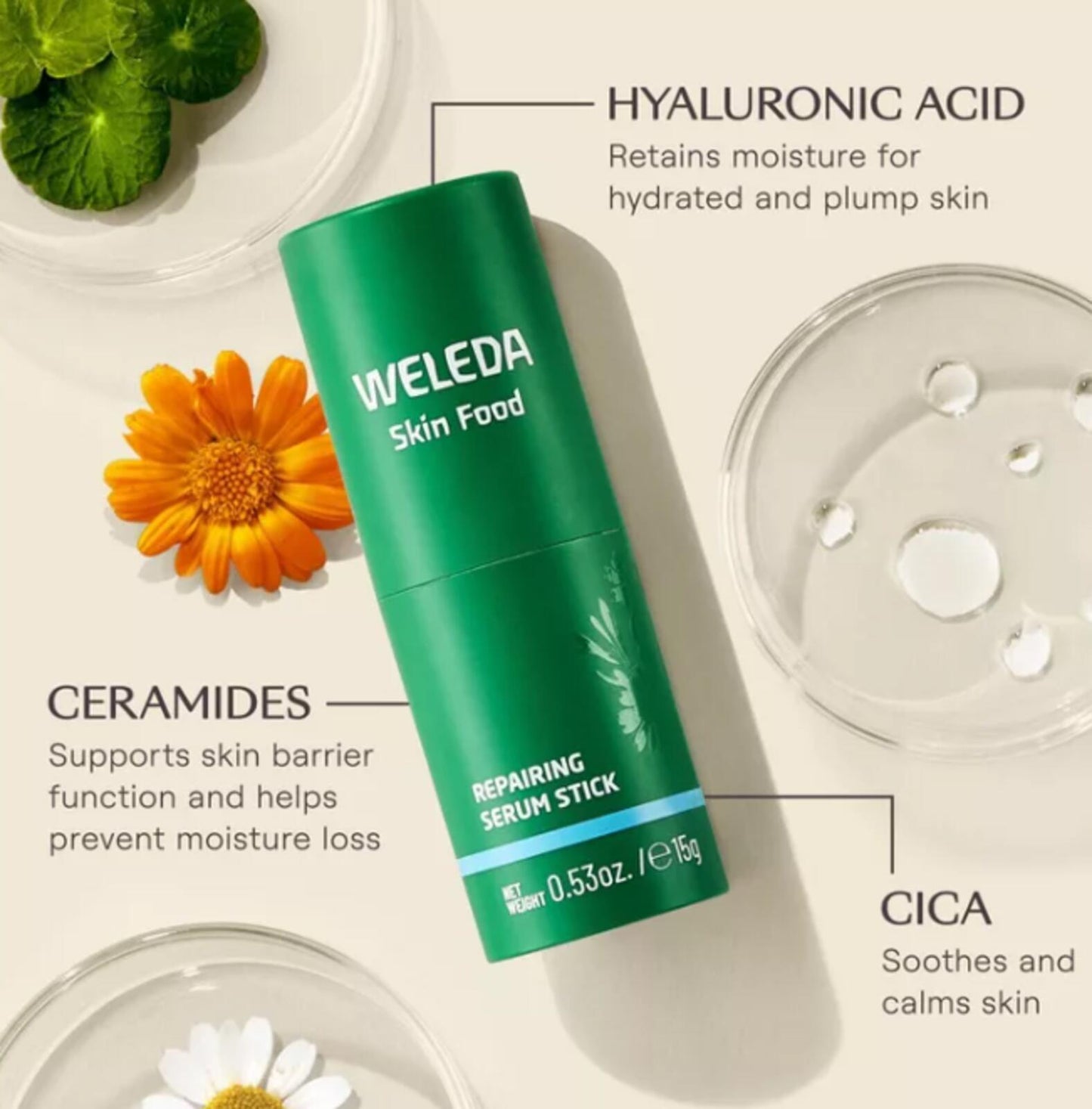 Weleda Skin Food Repair Serum Stick - 0.53oz: Moisturizing, Skin Tone Improvement, Paraben-Free, Calendula Scent