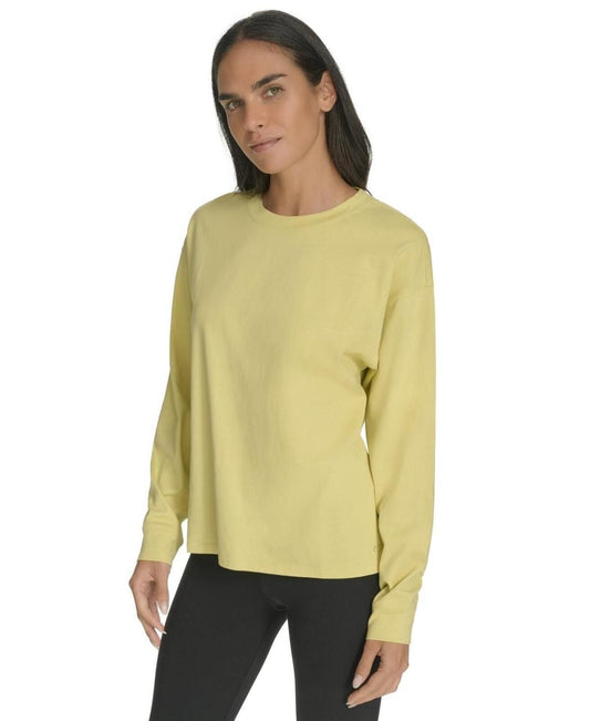 Calvin Klein Performance Women's Long-Sleeve Crewneck T-Shirt - Muted Lime
