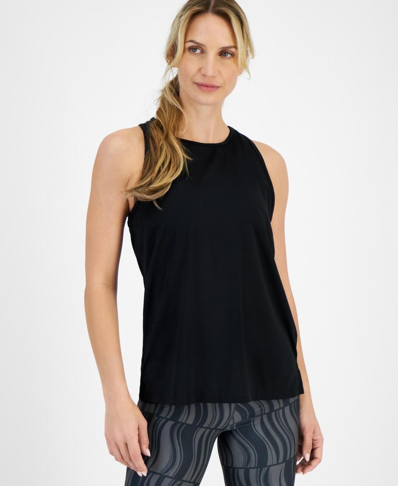 ID Ideology Women's Birdseye Mesh Racerback Tank Top - Deep Black