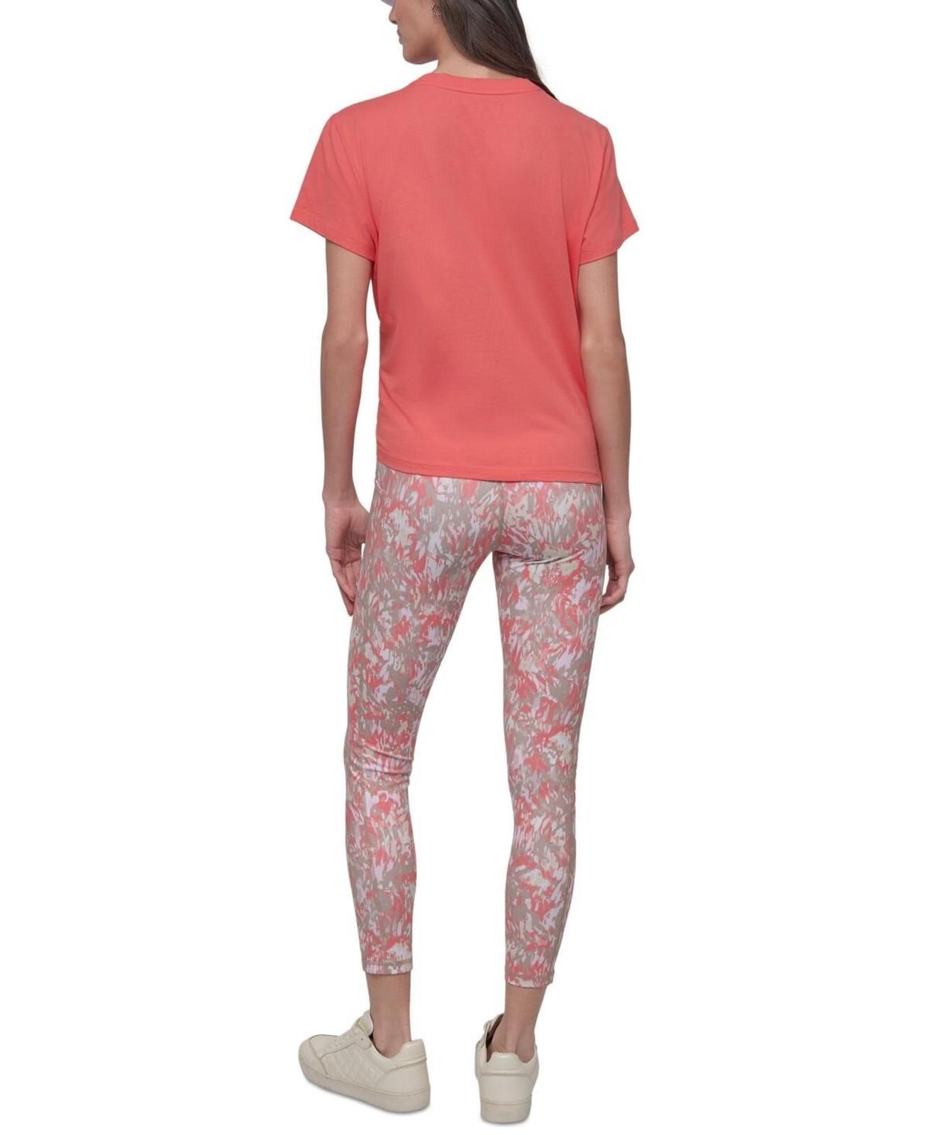 DKNY Sport Printed Leggings, Coral/Grey - XS