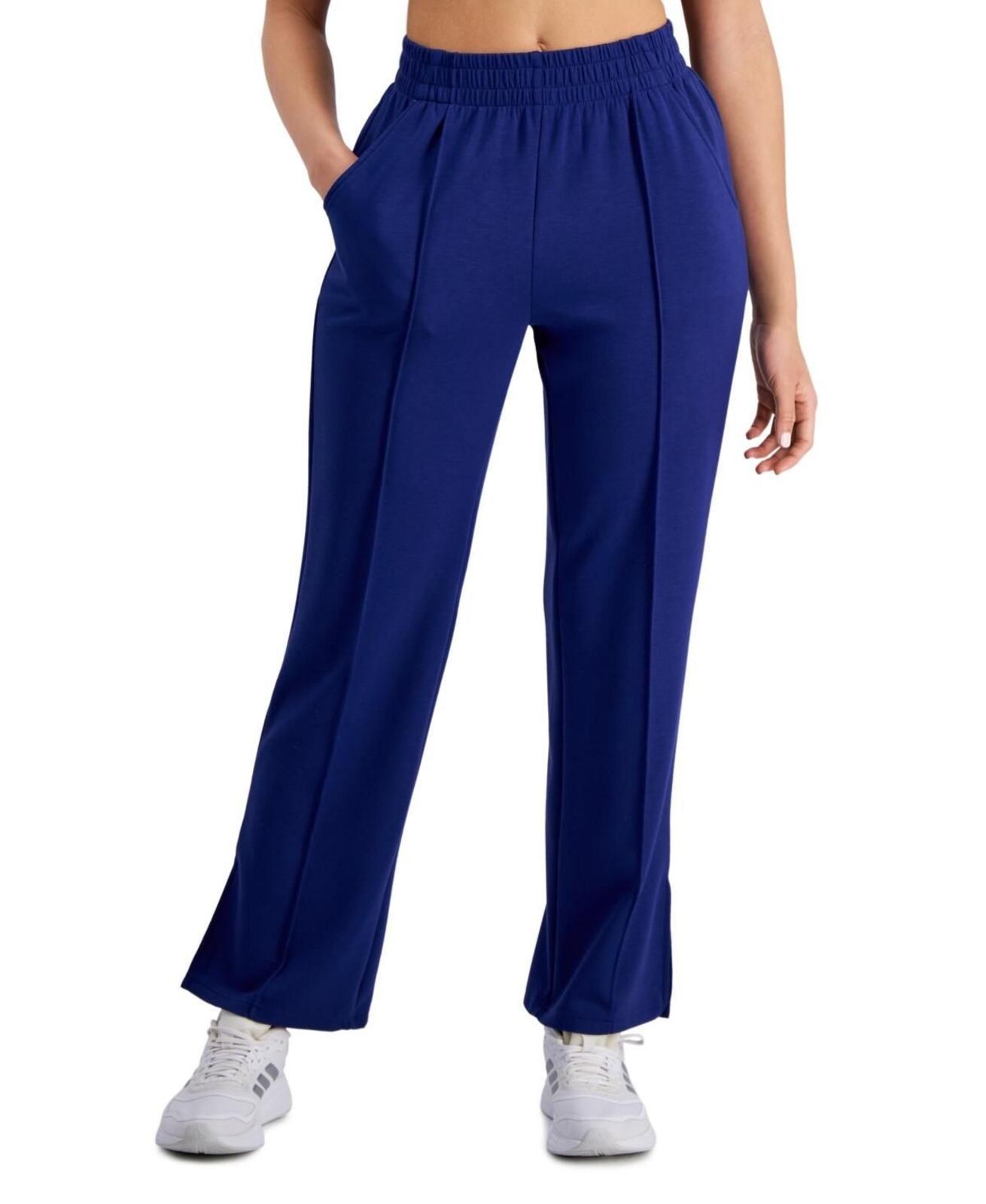 ID Ideology Women's Straight-Leg Pull-on Pants - Tartan Blue