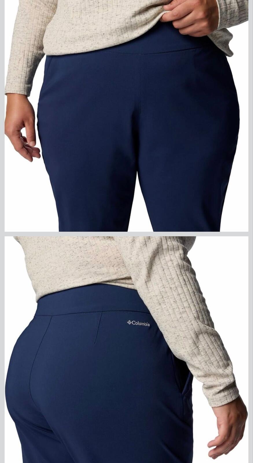 Columbia Women’s All Seasons Bootcut Pants in the "Nocturnal" (navy blue) colorway.