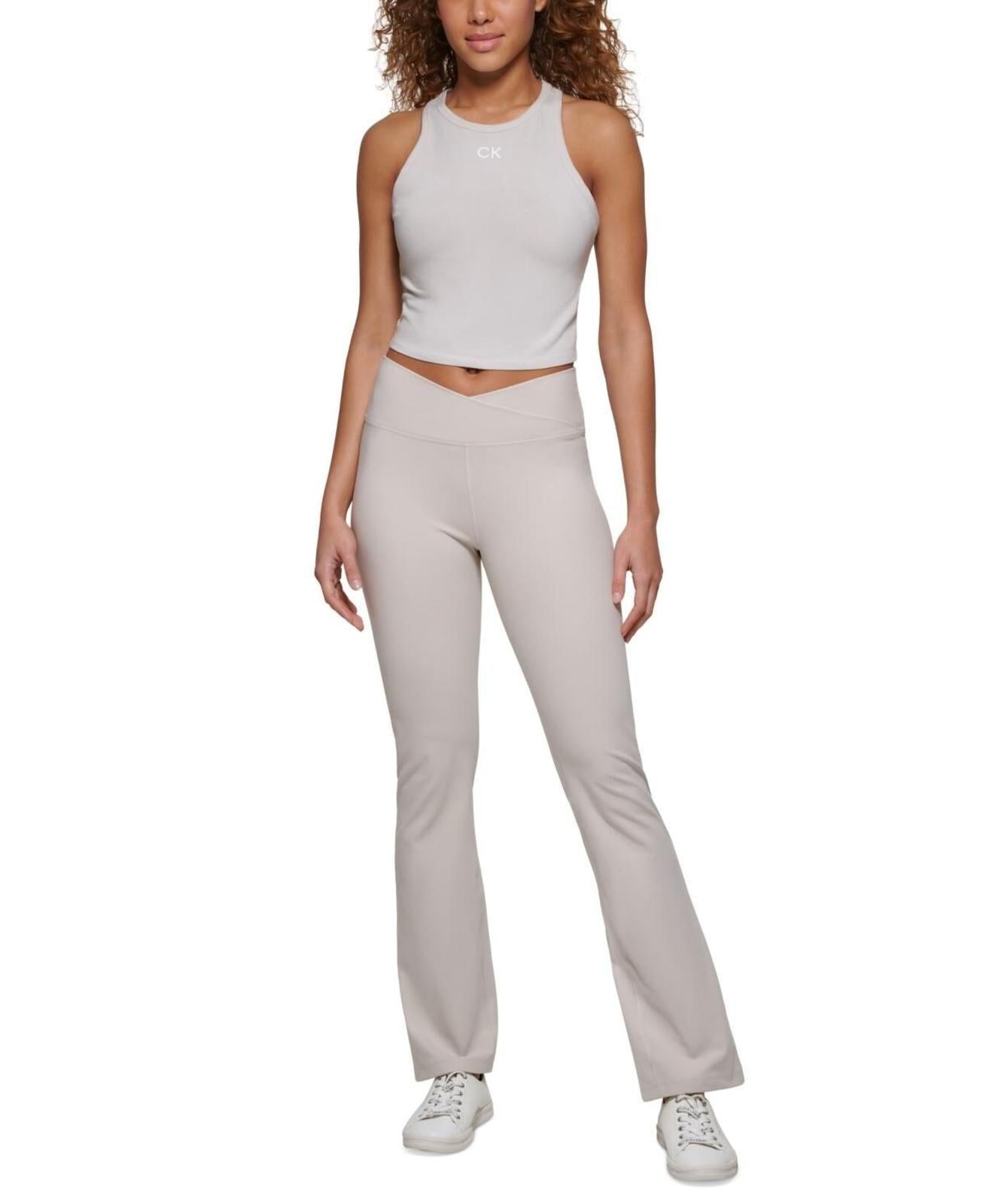 Calvin Klein Performance Women's Crossover Waist Flare Leggings - Porcini