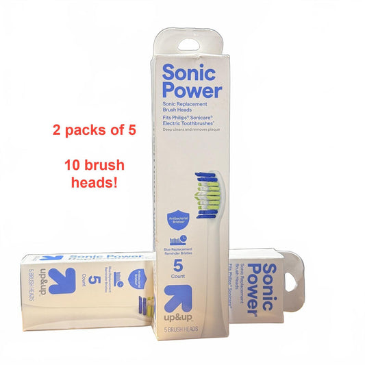 Sonic Toothbrush Replacement Brush Heads - 10x, 2 Packs of 5 - Fits Philip Sonicare Base