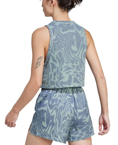 Adidas Women's Printed Climacool Cropped Tank Top - Silgrn