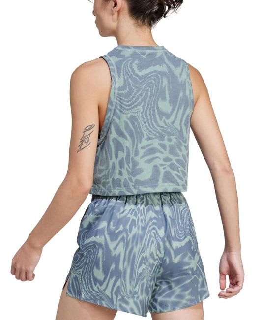 Adidas Women's Printed Climacool Cropped Tank Top - Silgrn