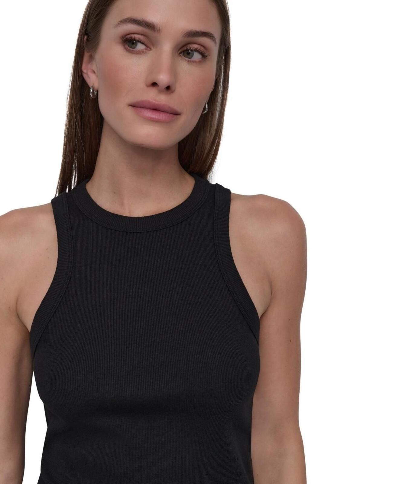 Dkny Sport Women's Ribbed High-Neck Racerback Tank Top - Black