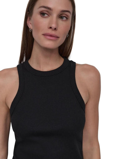 Dkny Sport Women's Ribbed High-Neck Racerback Tank Top - Black