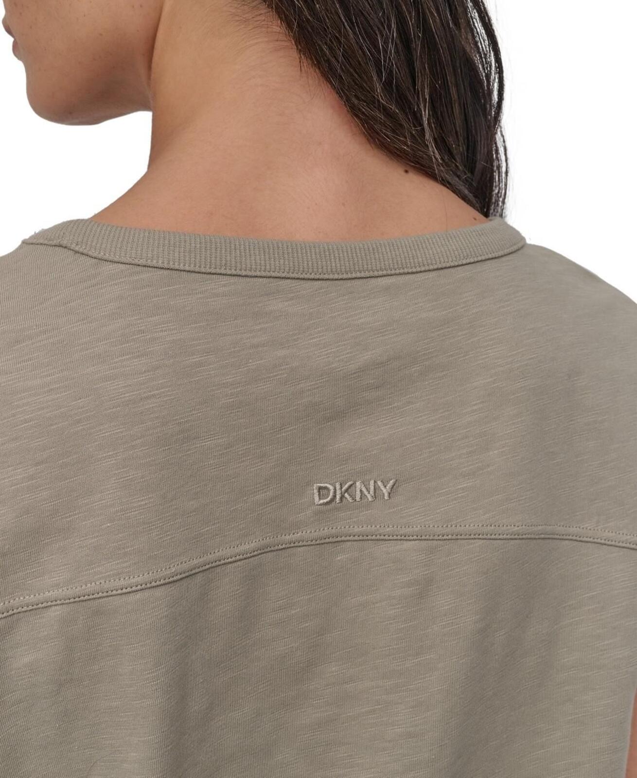 Dkny Sport Women's V-Inset Roll-Sleeve T-Shirt - Vintage Khaki