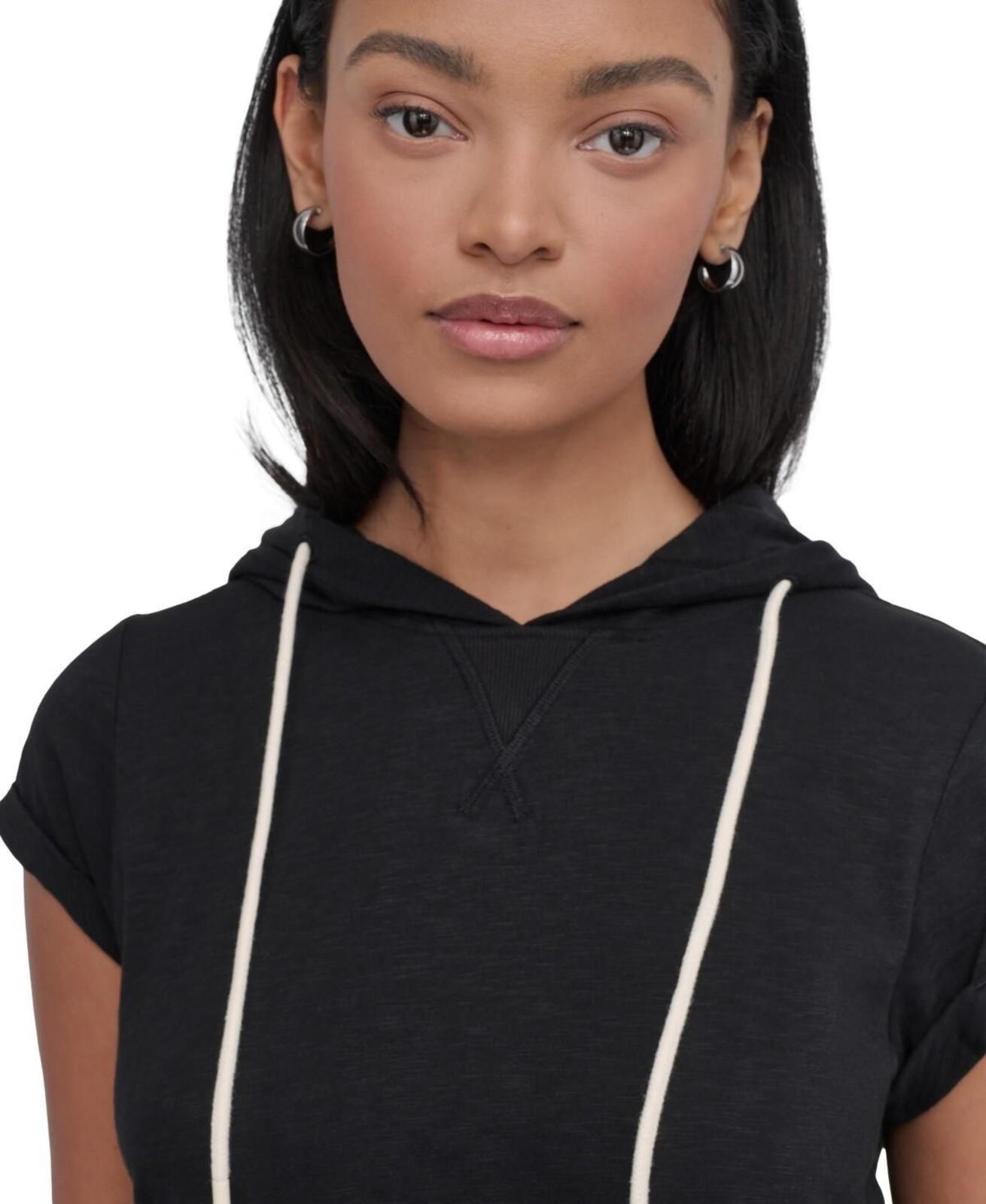 Dkny Sport Women's Roll-Sleeve Hooded Sneaker Dress - Black