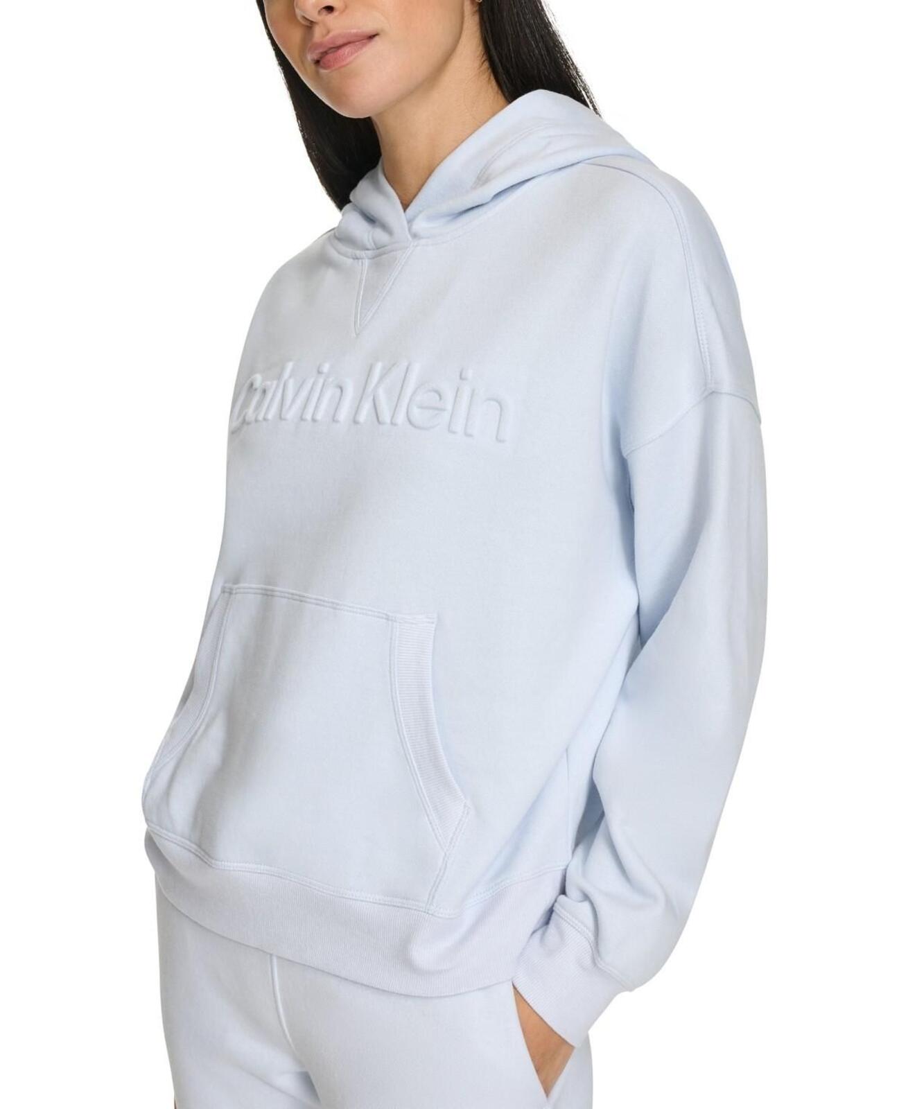 Calvin Klein Women's Fleece Embossed Logo Pullover Hoodie - Spray