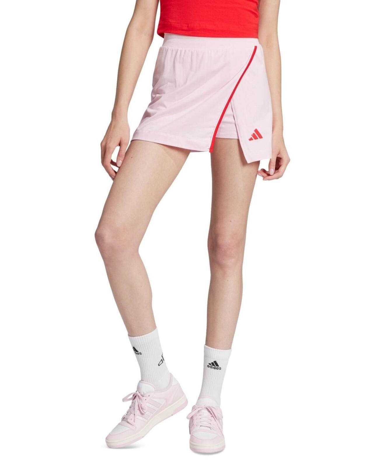 Adidas Essentials Color Pop Cotton Skort - Pink / Red - XS