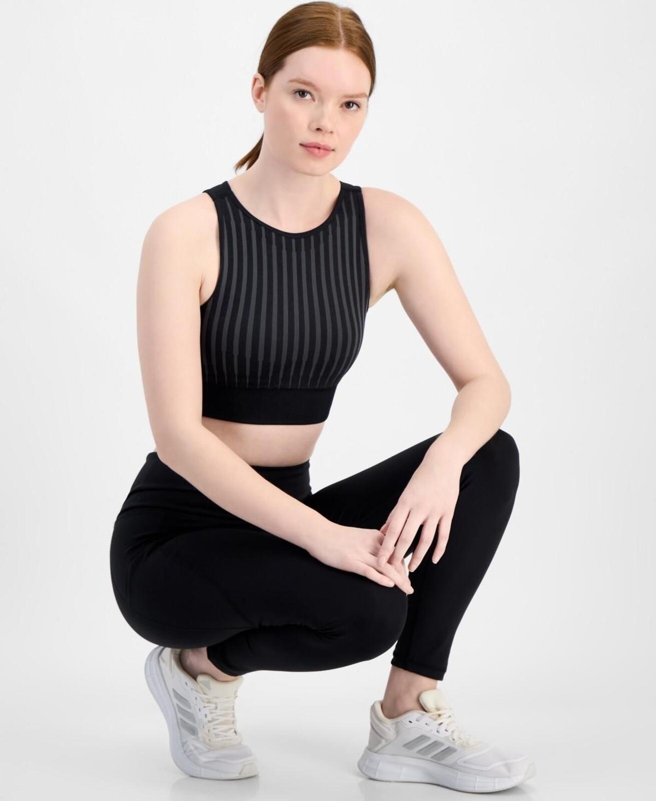 ID Ideology Women's High-Neck Cutout-Back Sports Bra - Deep Black