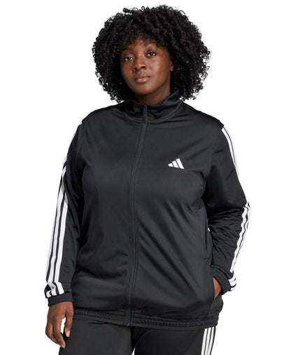 adidas Womens Multi Sprt Track Zip Up - 3 Stripe - Black/White 2XL