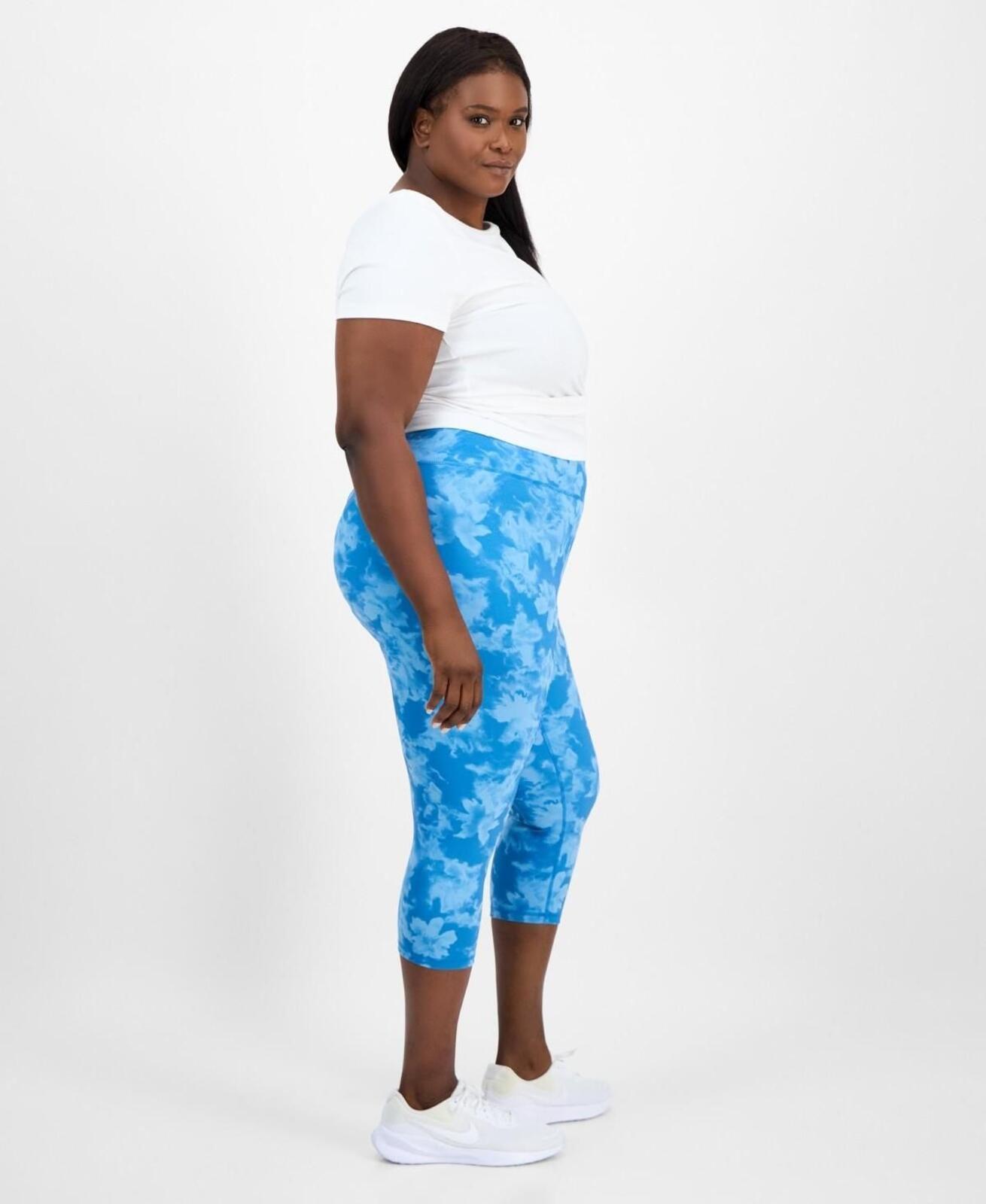 ID Ideology Plus Size Abstract Dye Capri Leggings - Abs Dye Teal