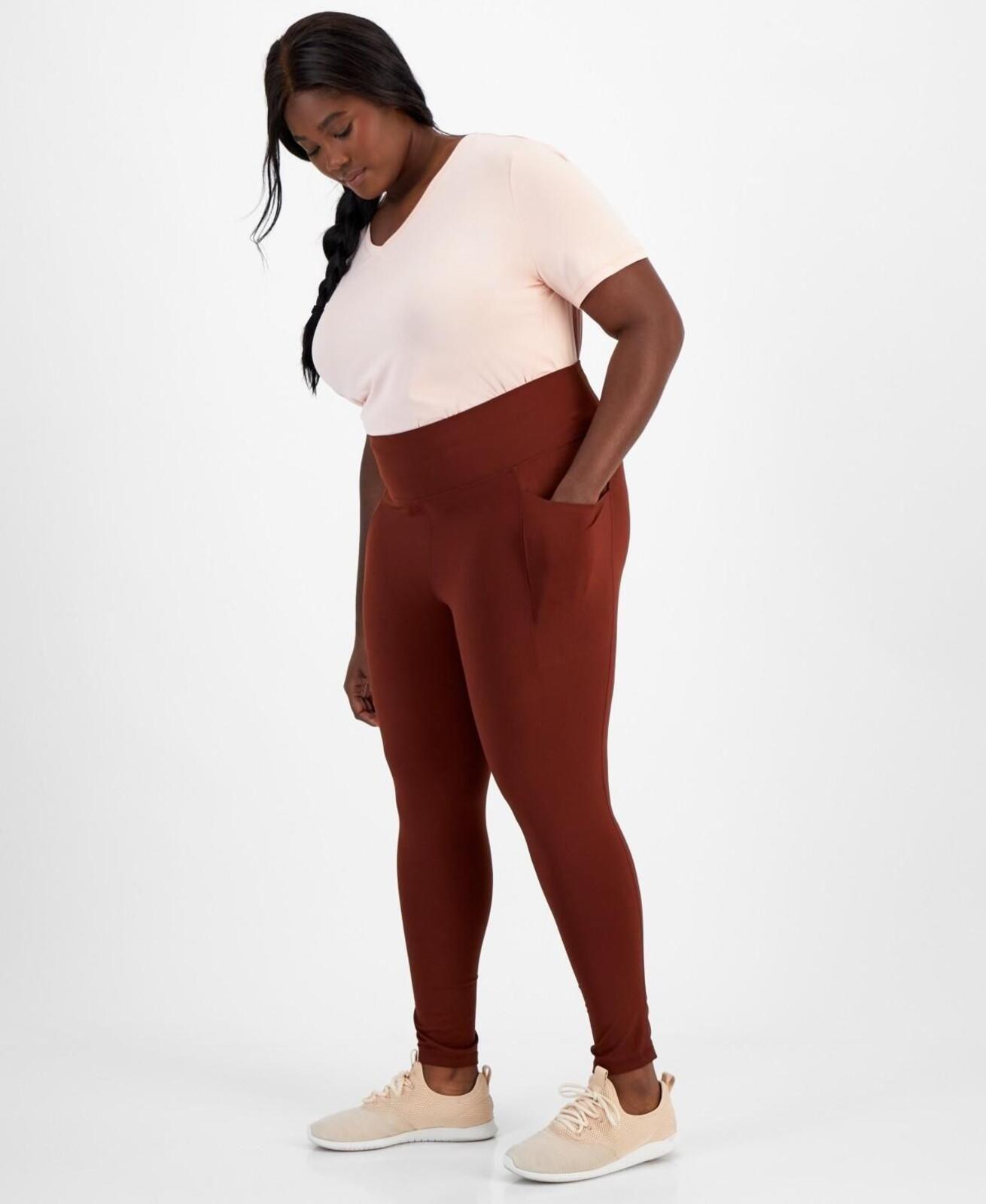 ID Ideology Plus Size Stretch Full-Length Leggings - Deep Burgundy