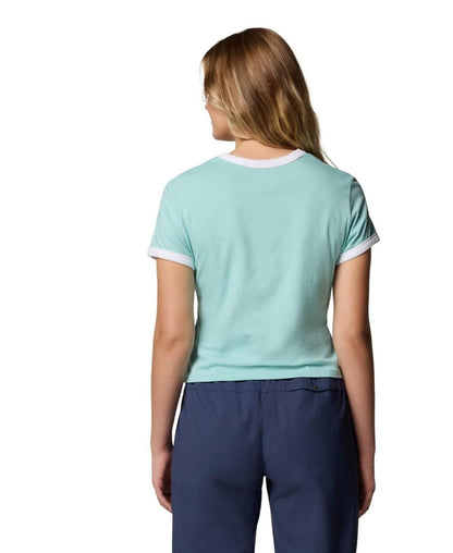 Columbia Women's Rolling Bend Graphic Ringer Top - Spray, Elevated Script
