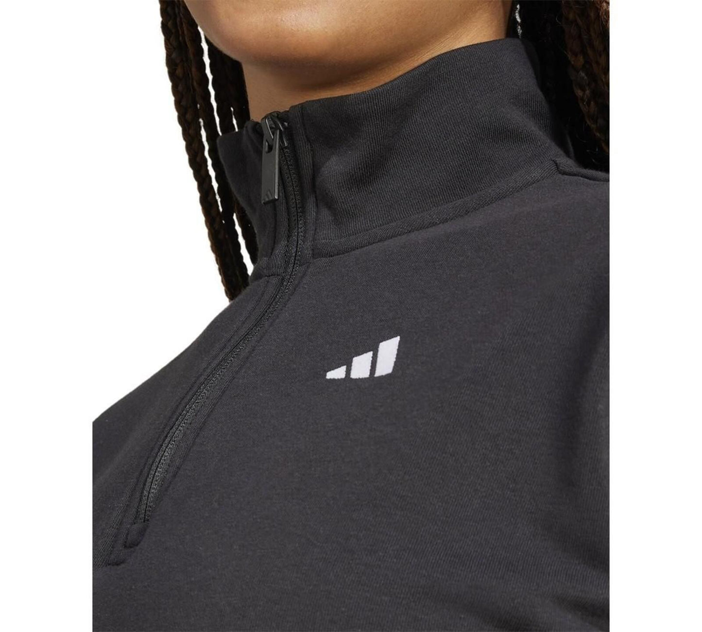 Adidas French Terry Quarter Zip Pullover, Large, Black