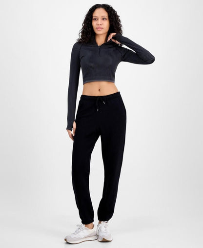 ID Ideology Women's Soft-Touch Ankle Knit Joggers - Deep Black