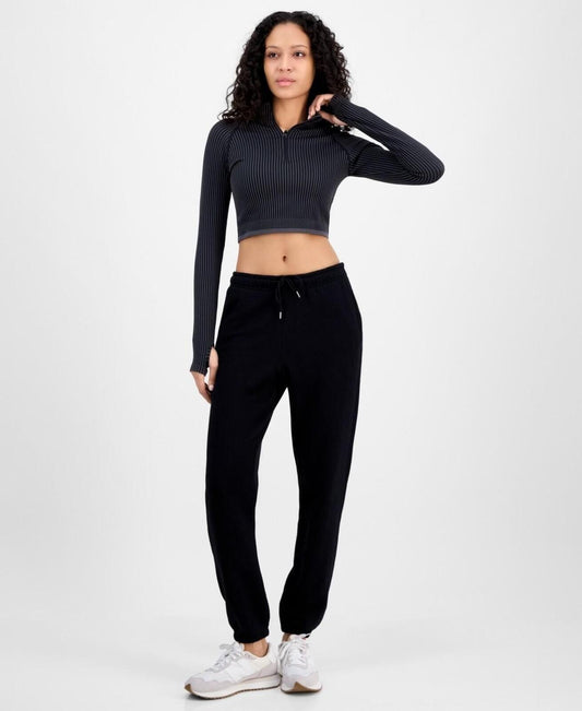 ID Ideology Women's Soft-Touch Ankle Knit Joggers - Deep Black
